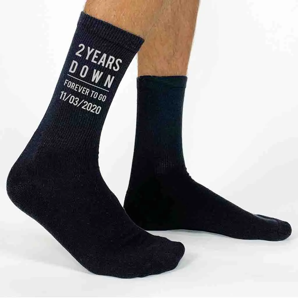 2nd Anniversary Personalized Dress Socks for Men