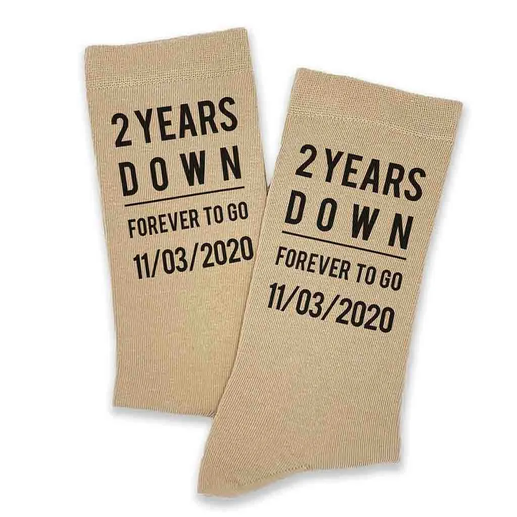 2nd Anniversary Personalized Dress Socks for Men