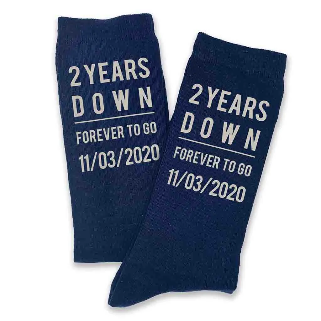 2nd Anniversary Personalized Dress Socks for Men