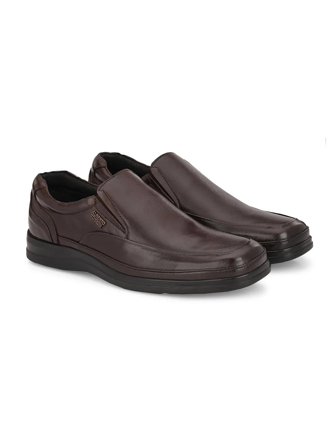 Alberto Torresi Genuine Leather Brown Slipon Formal Shoes for Men