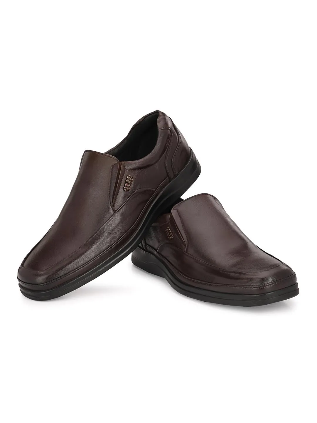 Alberto Torresi Genuine Leather Brown Slipon Formal Shoes for Men