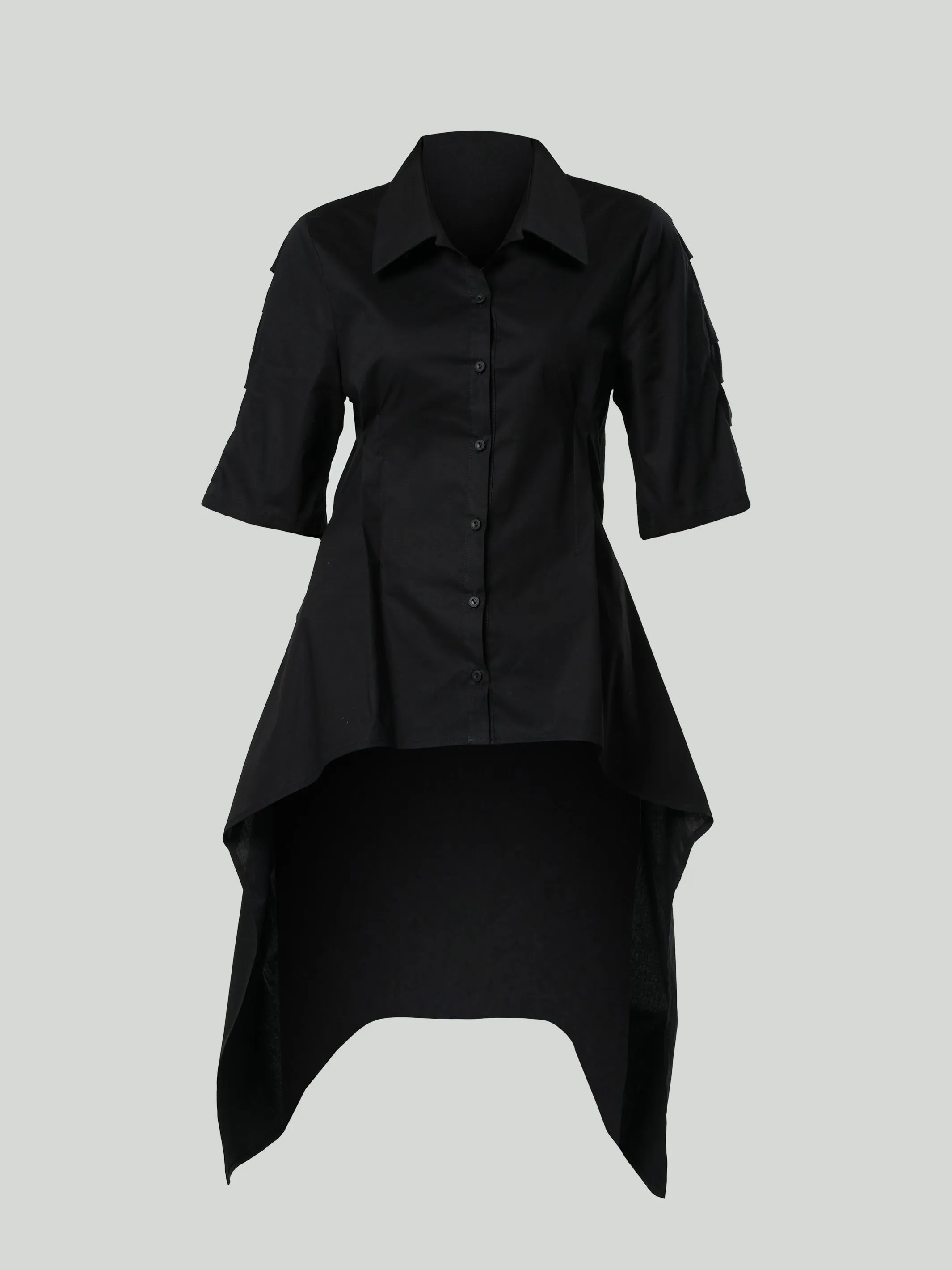 Asymmetric Shirt With Open Back In Black