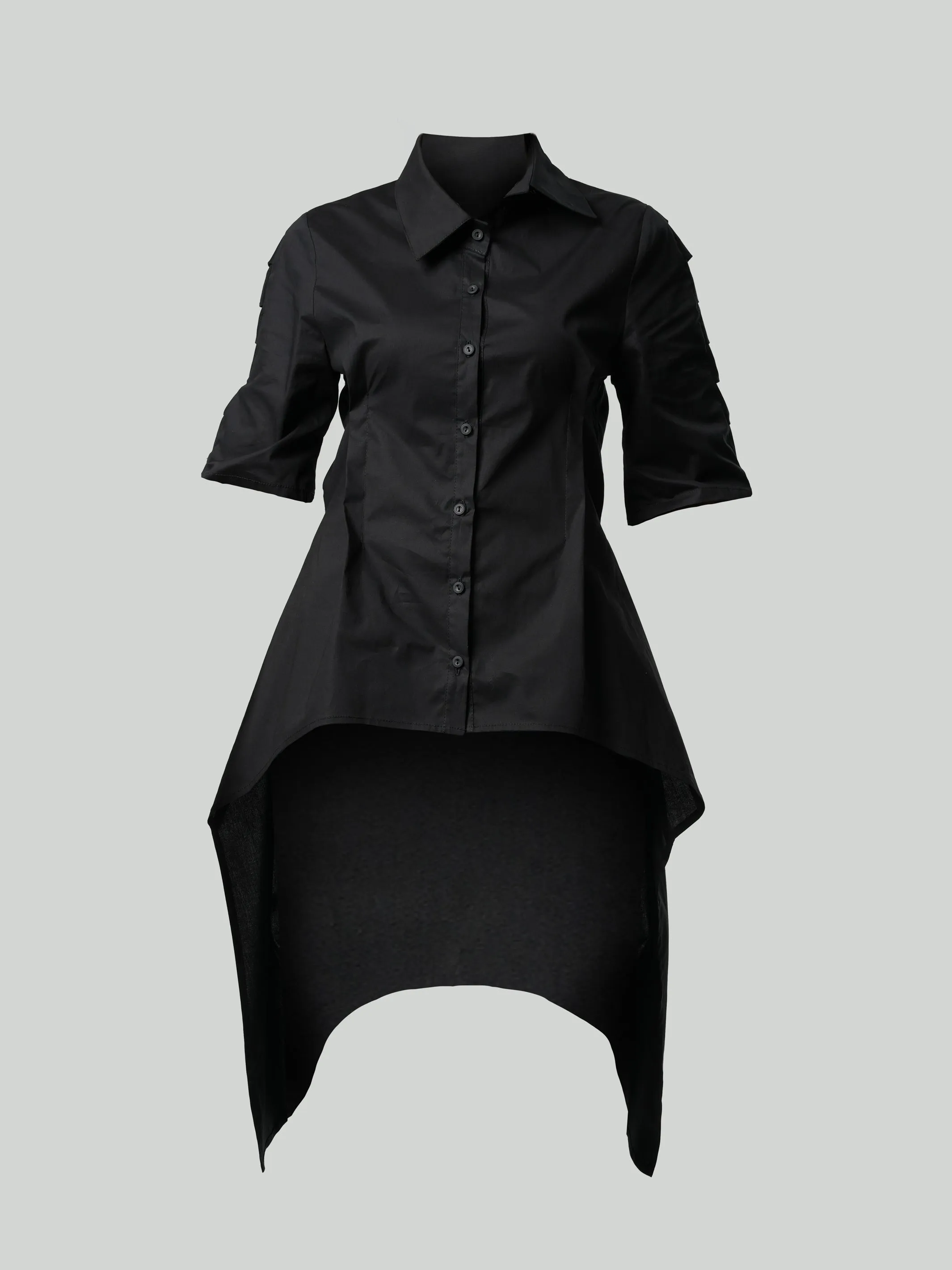 Asymmetric Shirt With Open Back In Black