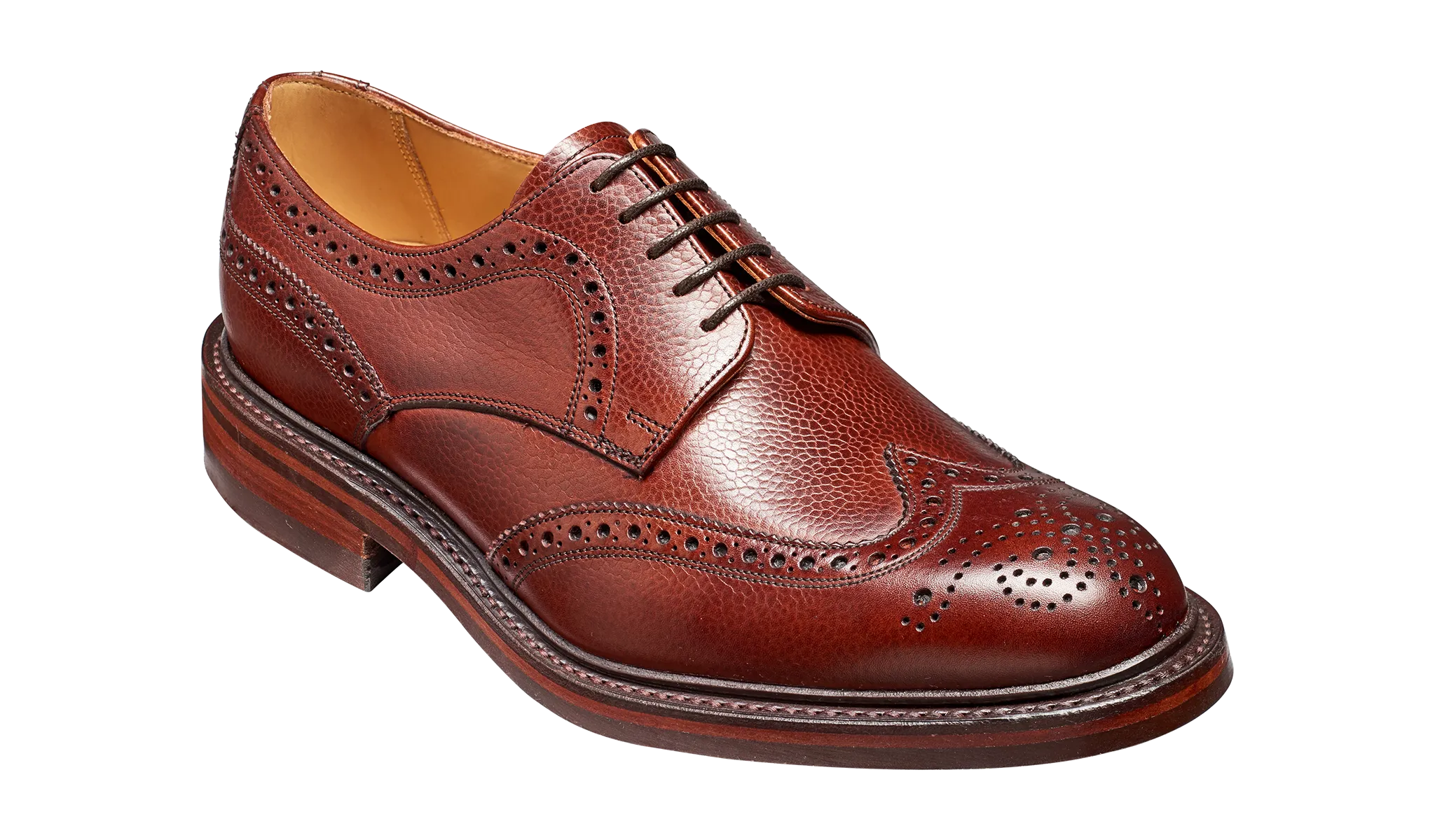 Barker Kelmarsh Wingtip Brogue Derby Shoe - Cherry Grain