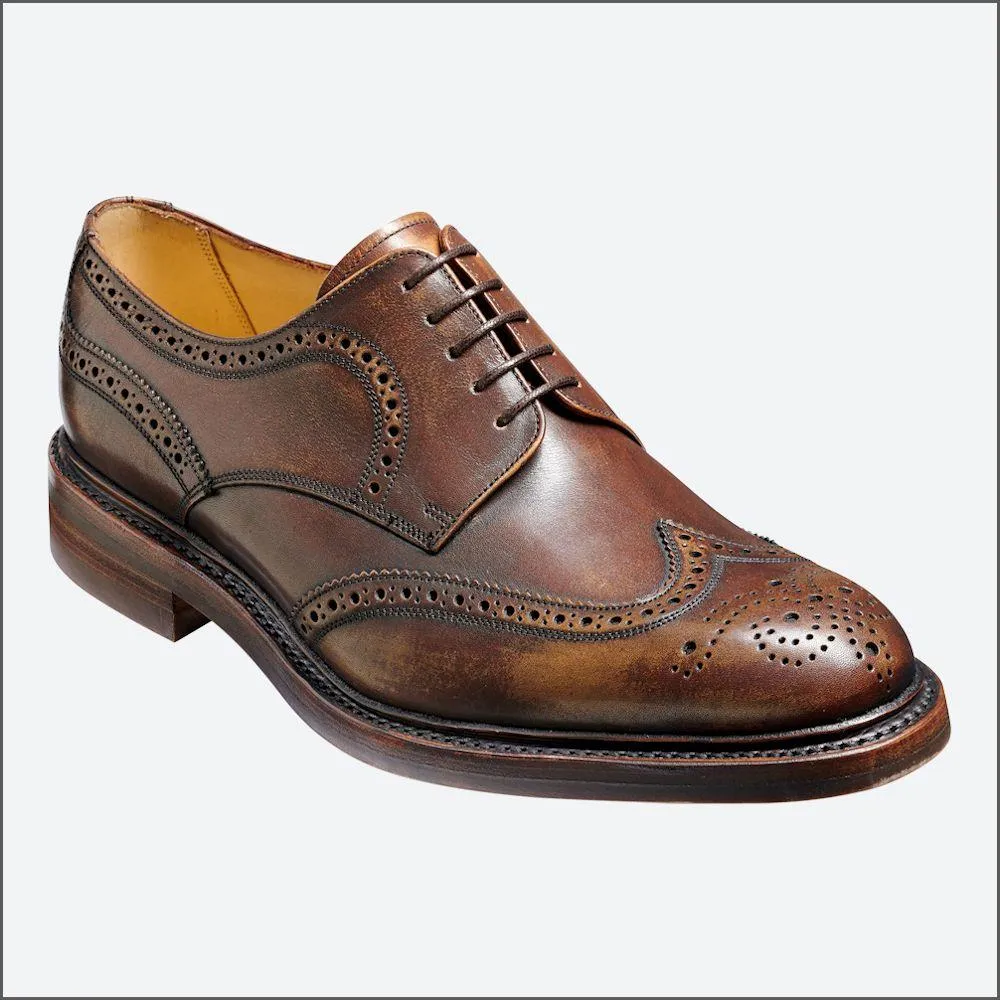 Barker Kelmarsh Wingtip Brogue Derby Shoe -Brown Shadow Calf