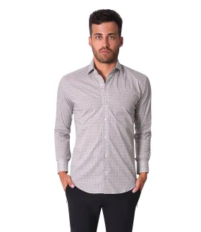 Bertigo Shirt | Vince-05 White Color Square Geometric Print