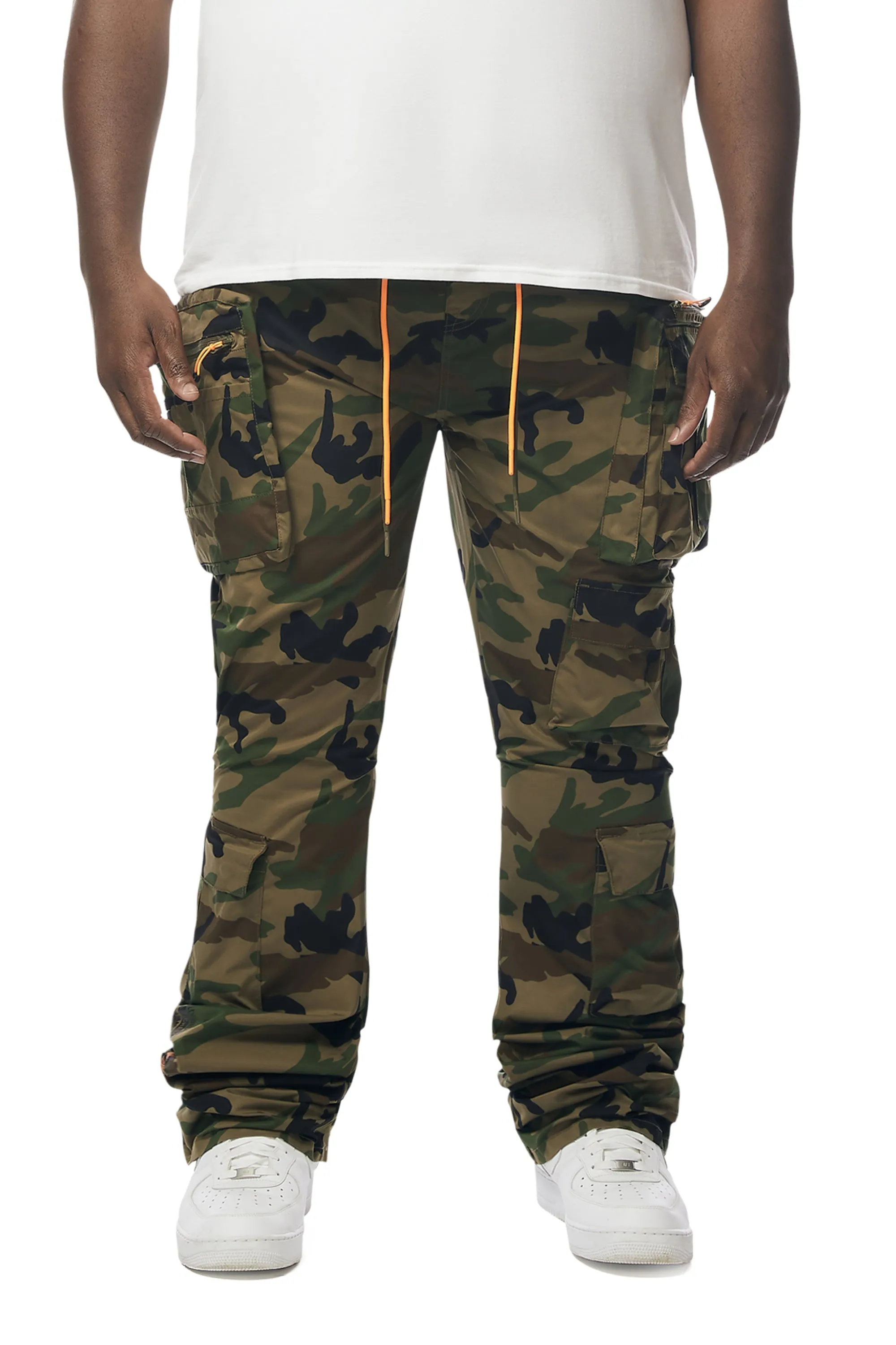 Big And Tall Stacked Windbreaker Utility Pants - Wood Camo