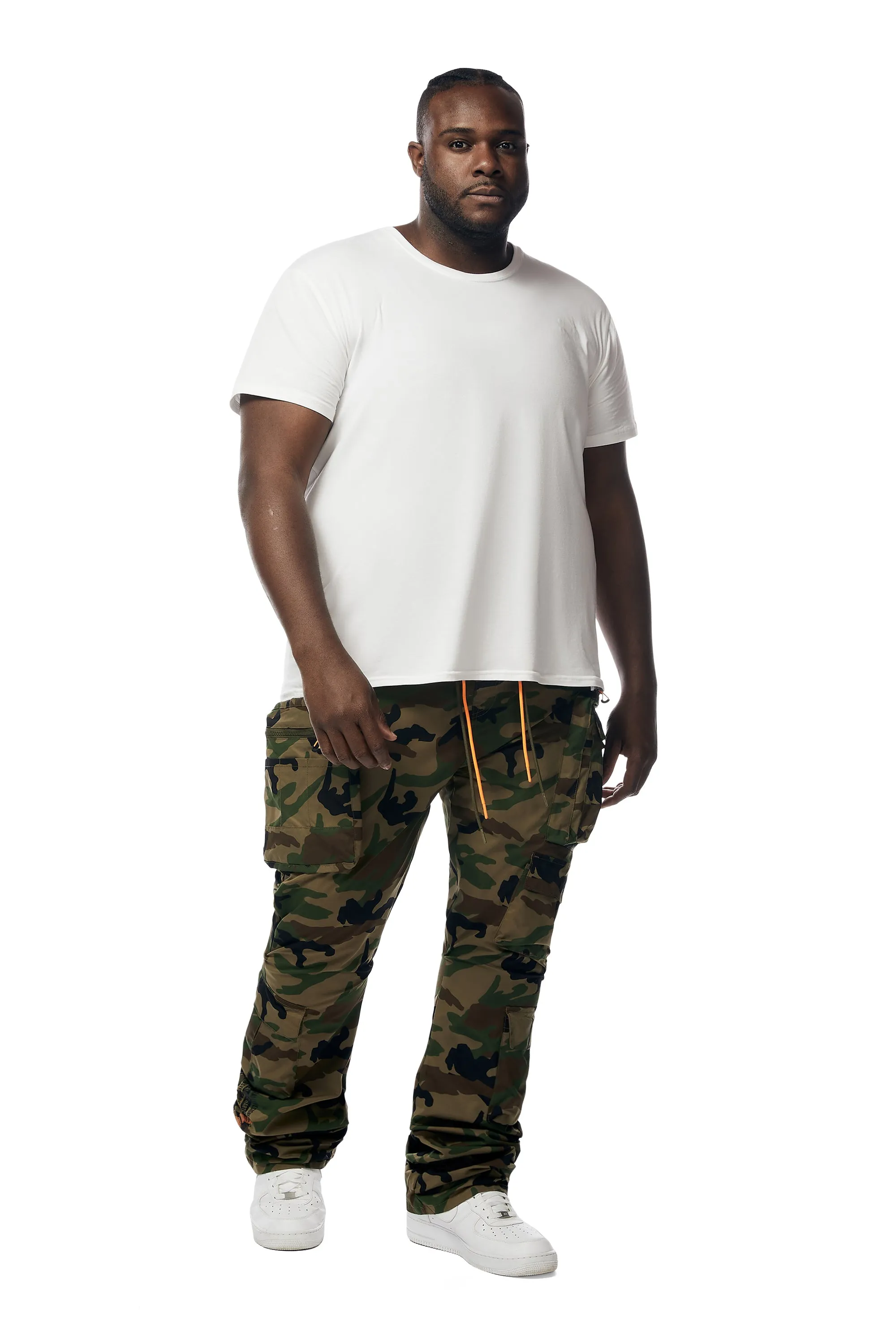 Big And Tall Stacked Windbreaker Utility Pants - Wood Camo