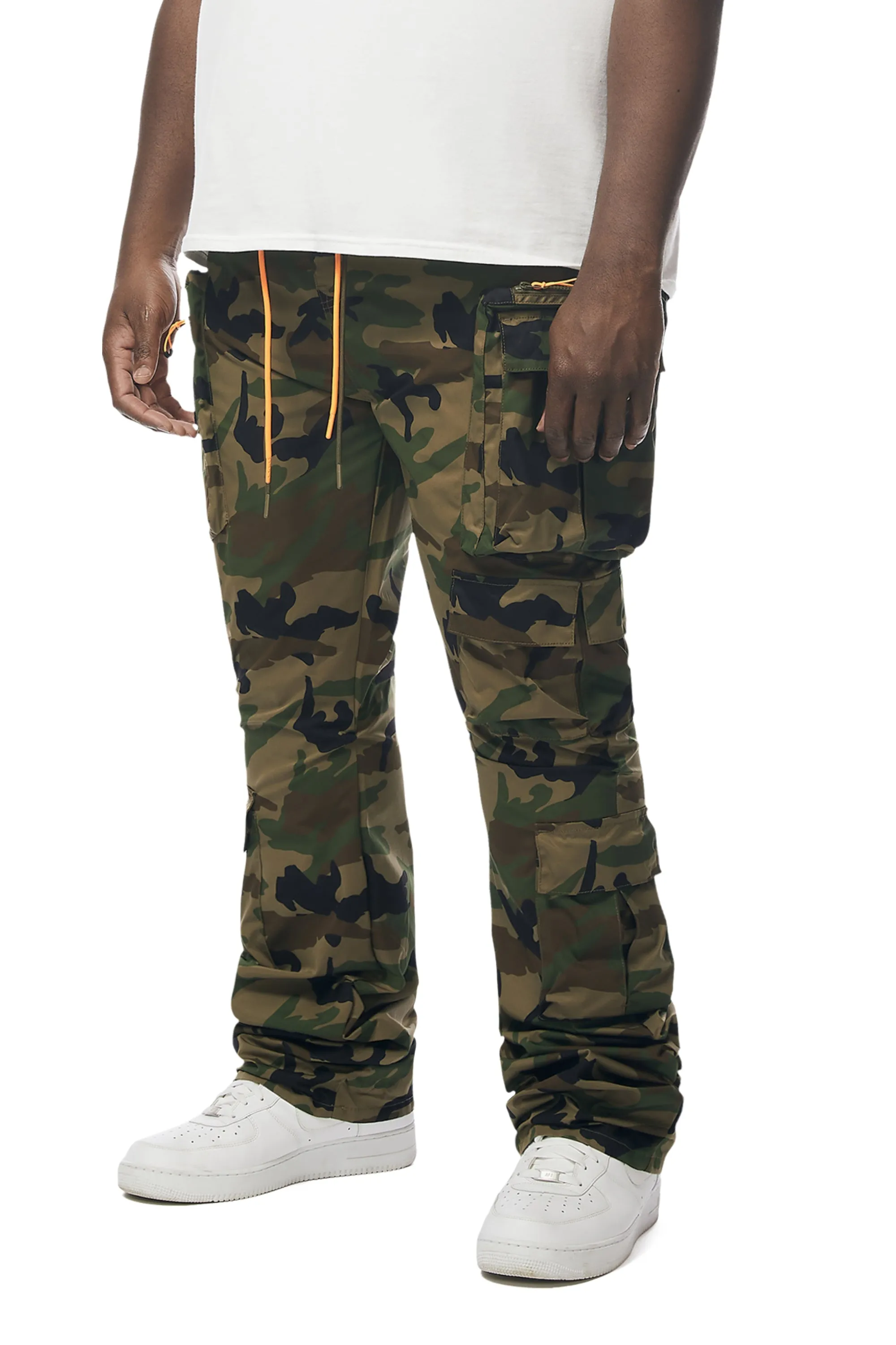 Big And Tall Stacked Windbreaker Utility Pants - Wood Camo