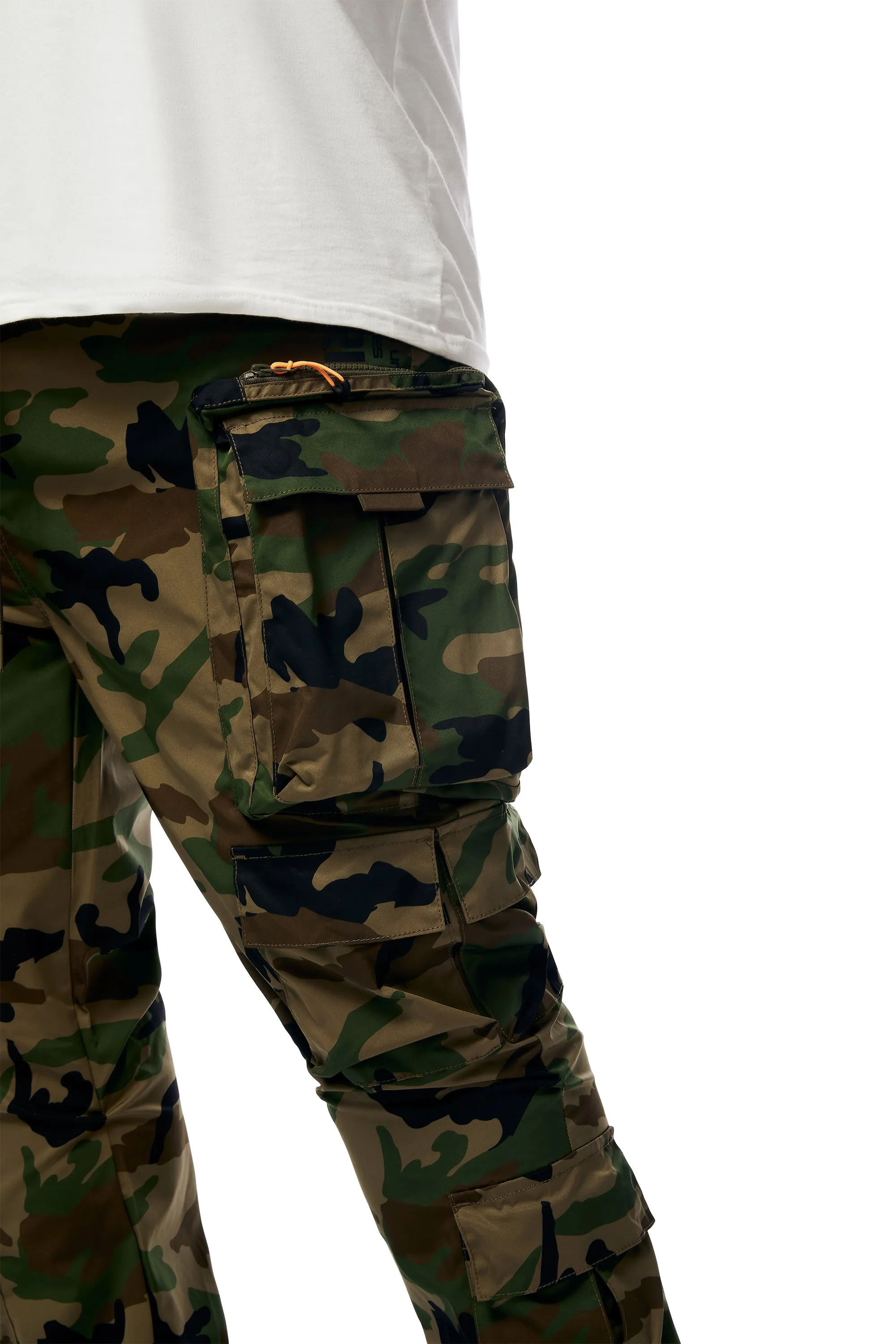 Big And Tall Stacked Windbreaker Utility Pants - Wood Camo