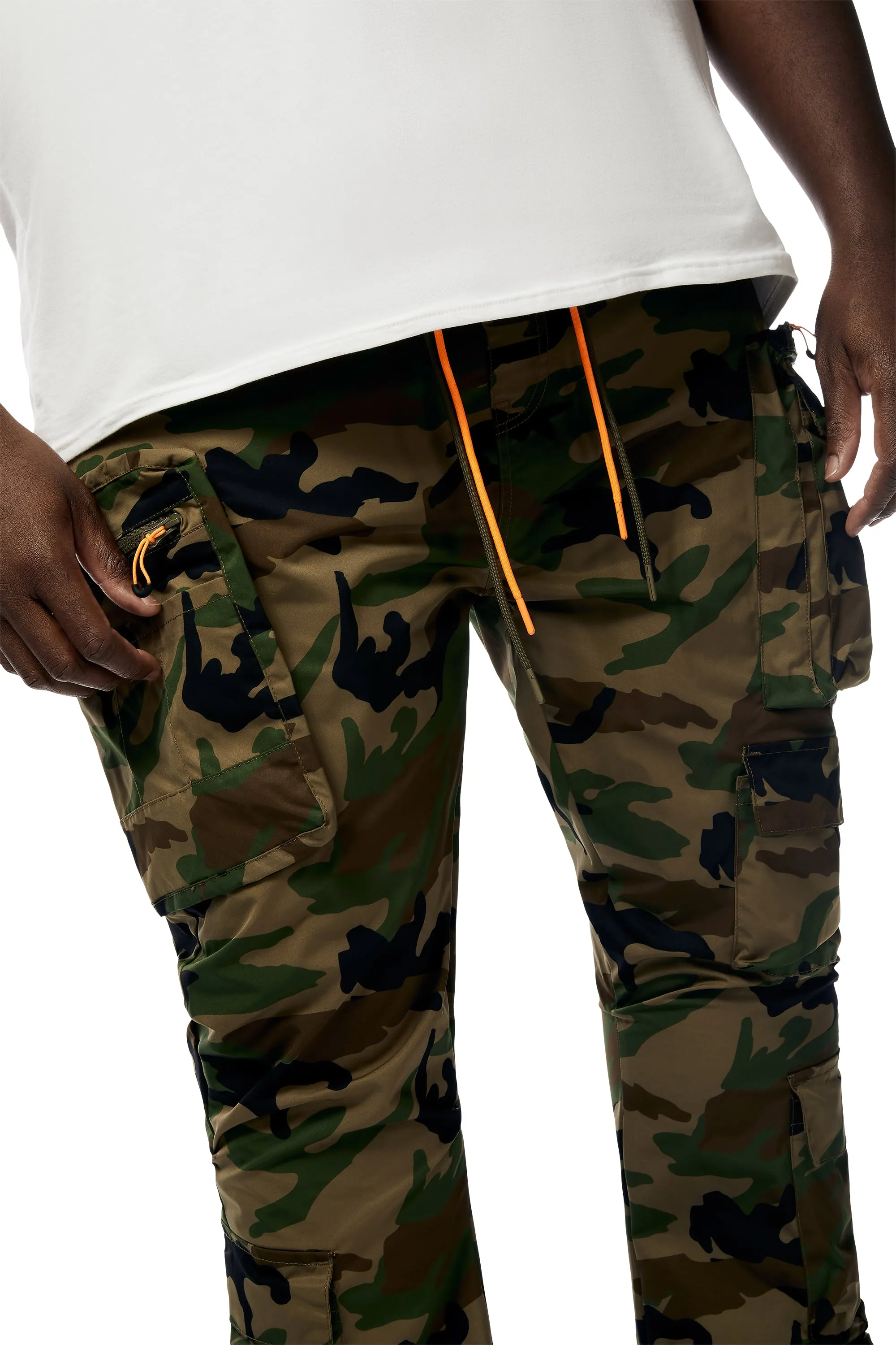 Big And Tall Stacked Windbreaker Utility Pants - Wood Camo