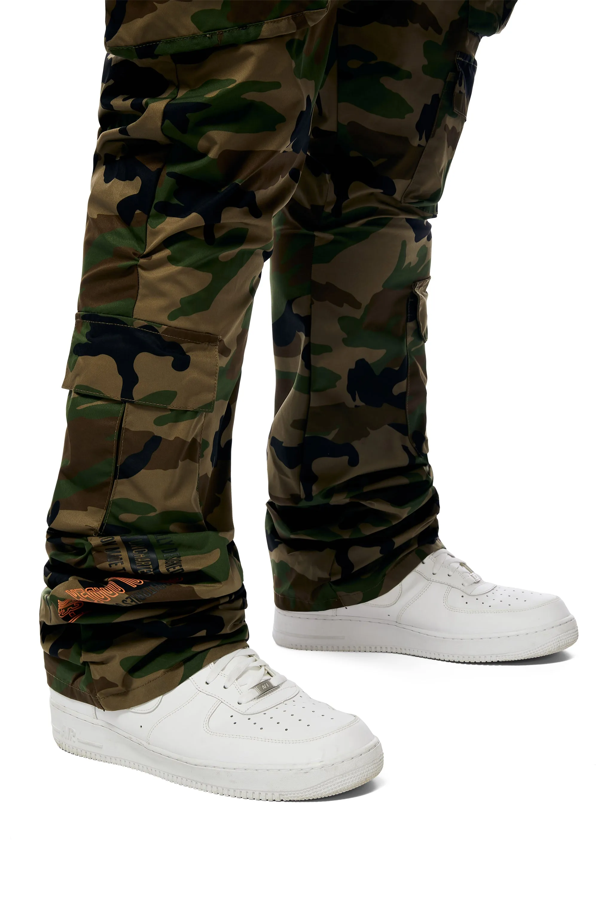 Big And Tall Stacked Windbreaker Utility Pants - Wood Camo