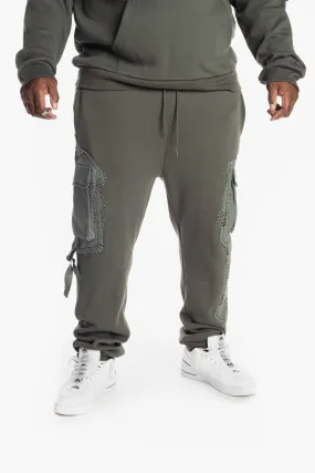 Big and Tall Utility Fashion Fleece Joggers - Dark Olive