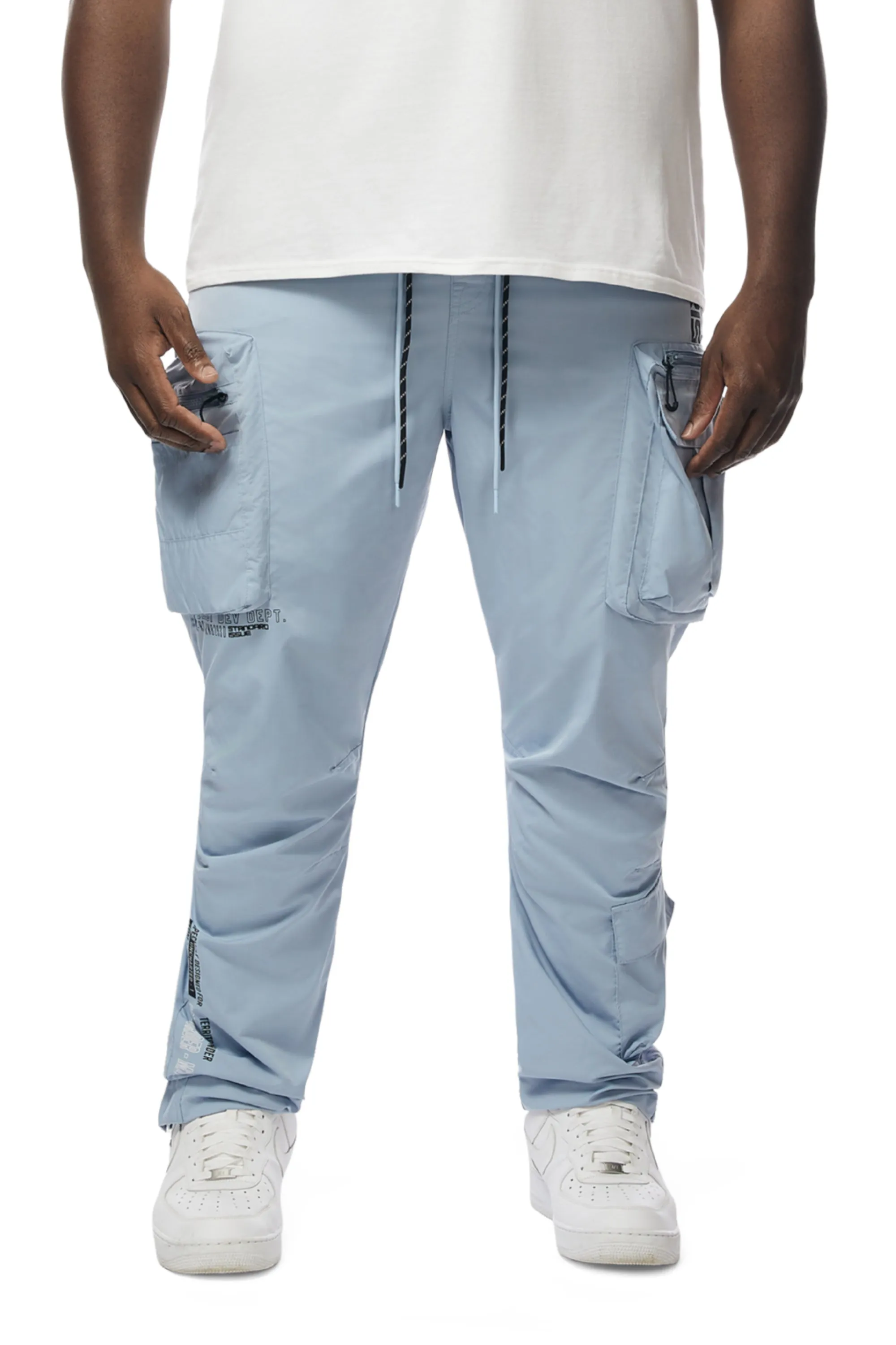 Big and Tall - Utility Windbreaker Pants - Pale Blue