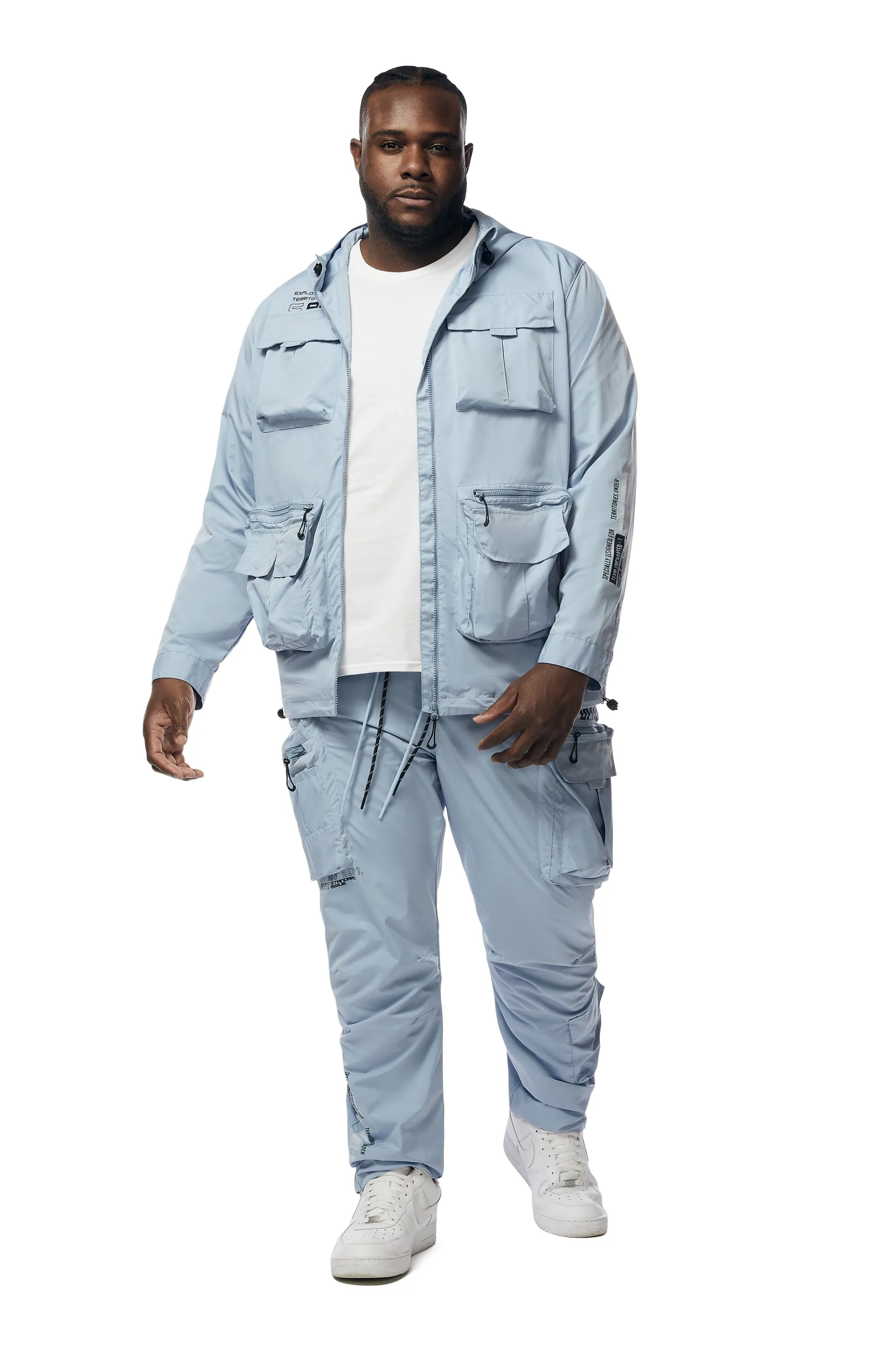 Big and Tall - Utility Windbreaker Pants - Pale Blue