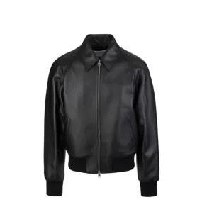 Bomber in pelle con logo Alexander Mcqueen