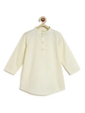 Boy Cotton Satin Kurta-Cream