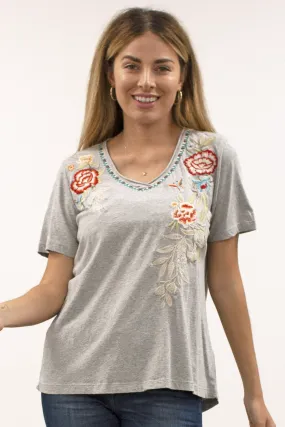 Caite Emily t-shirt, embroidered short sleeve