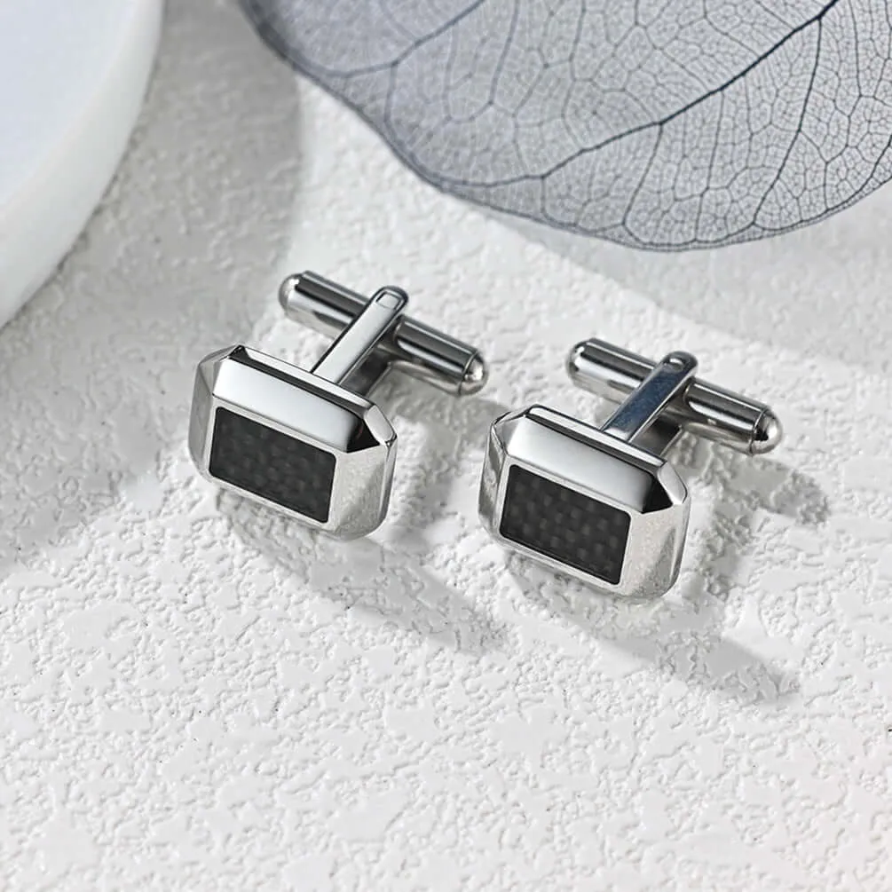 Carbon Fiber Inlay Men's French Swank Cufflinks