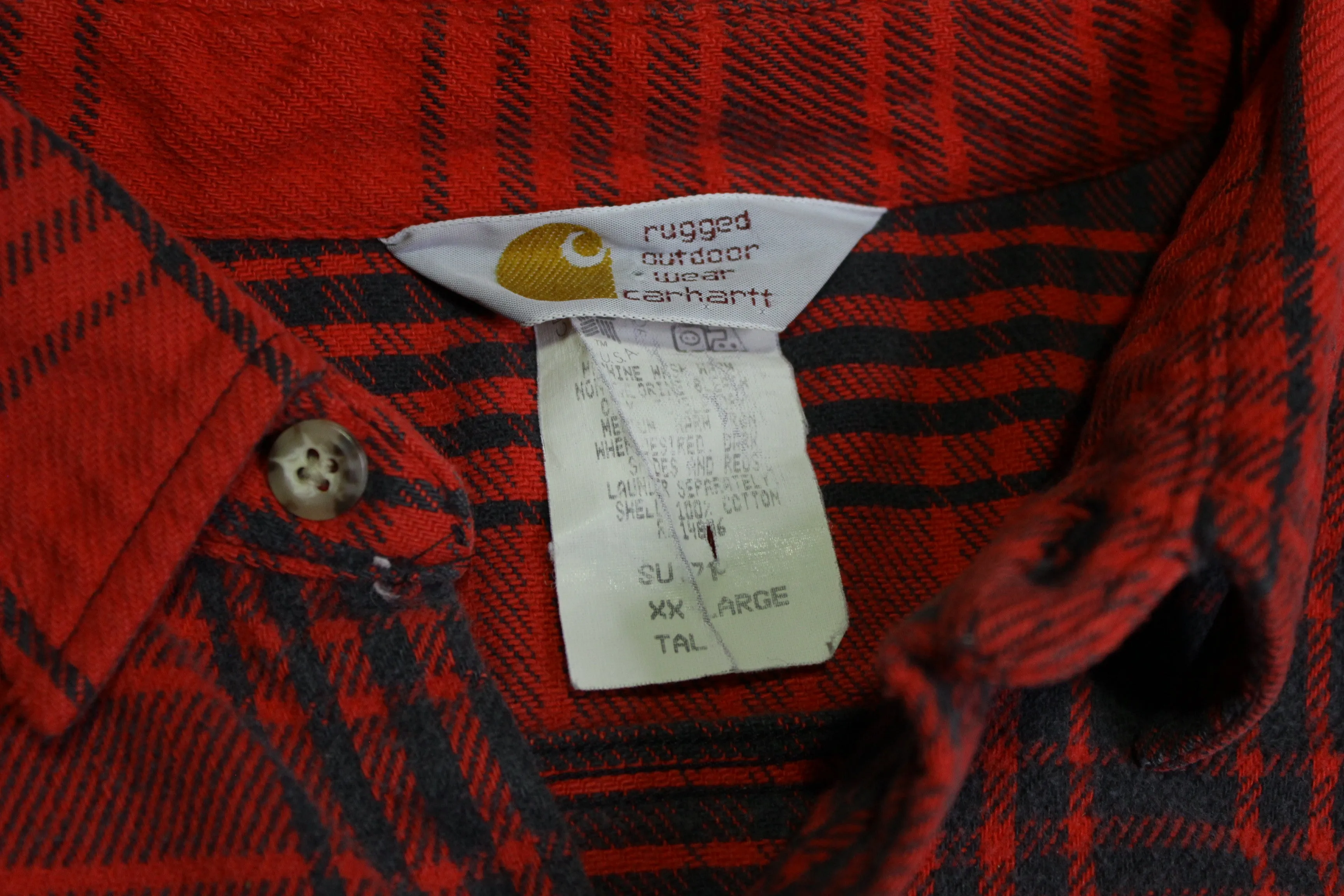 Carhartt Vintage SU171 80's 90's USA Plaid Heavy Duty Rugged Outdoor Wear Flannel Shirt