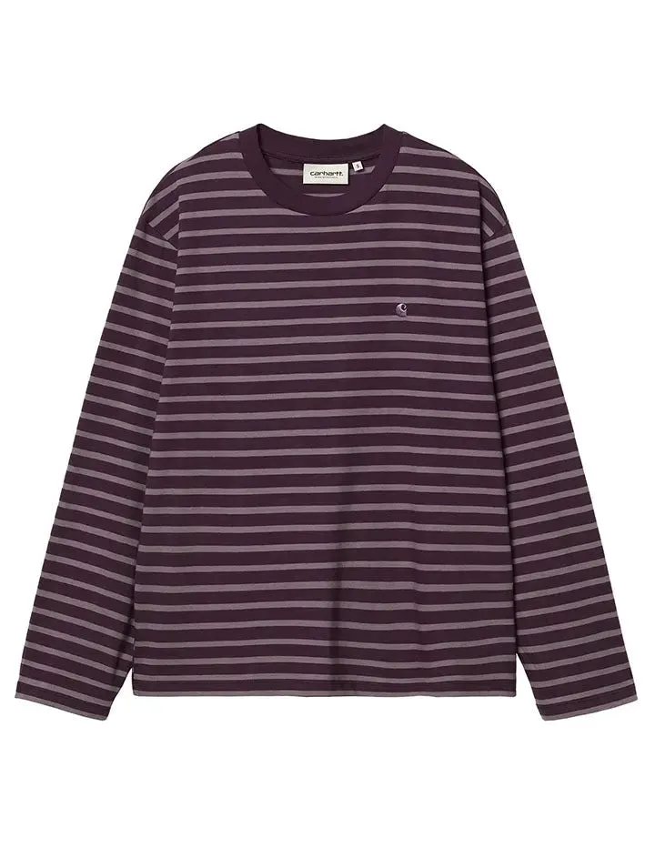 Carhartt WIP L/S Nell Stripe T-Shirt Dark Plum / Misty Thistle