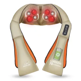 Cordless Neck Back Massager - Shiatsu Neck and Shoulder Massager with Heat (Khaki)  - 632NC-K