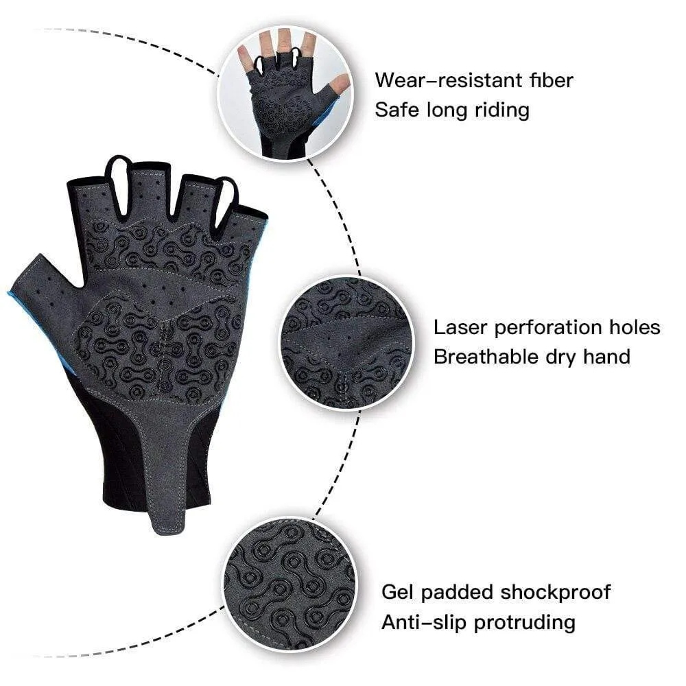 Cycling Gloves Pro Light Soft Breathable Cool Dry Half Finger Cycling Glove Anti Slip Shockproof Bike Gloves MTB Road