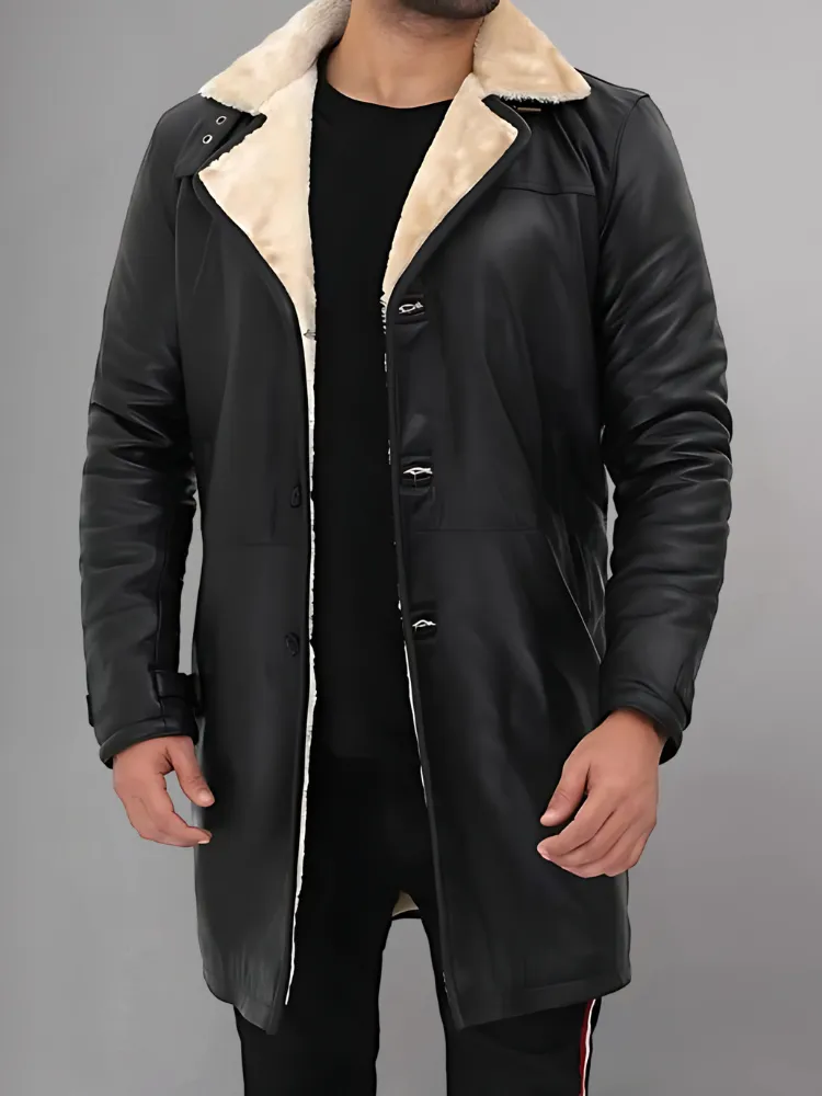 Dark Brown Shearling Leather Winter Coat Mens