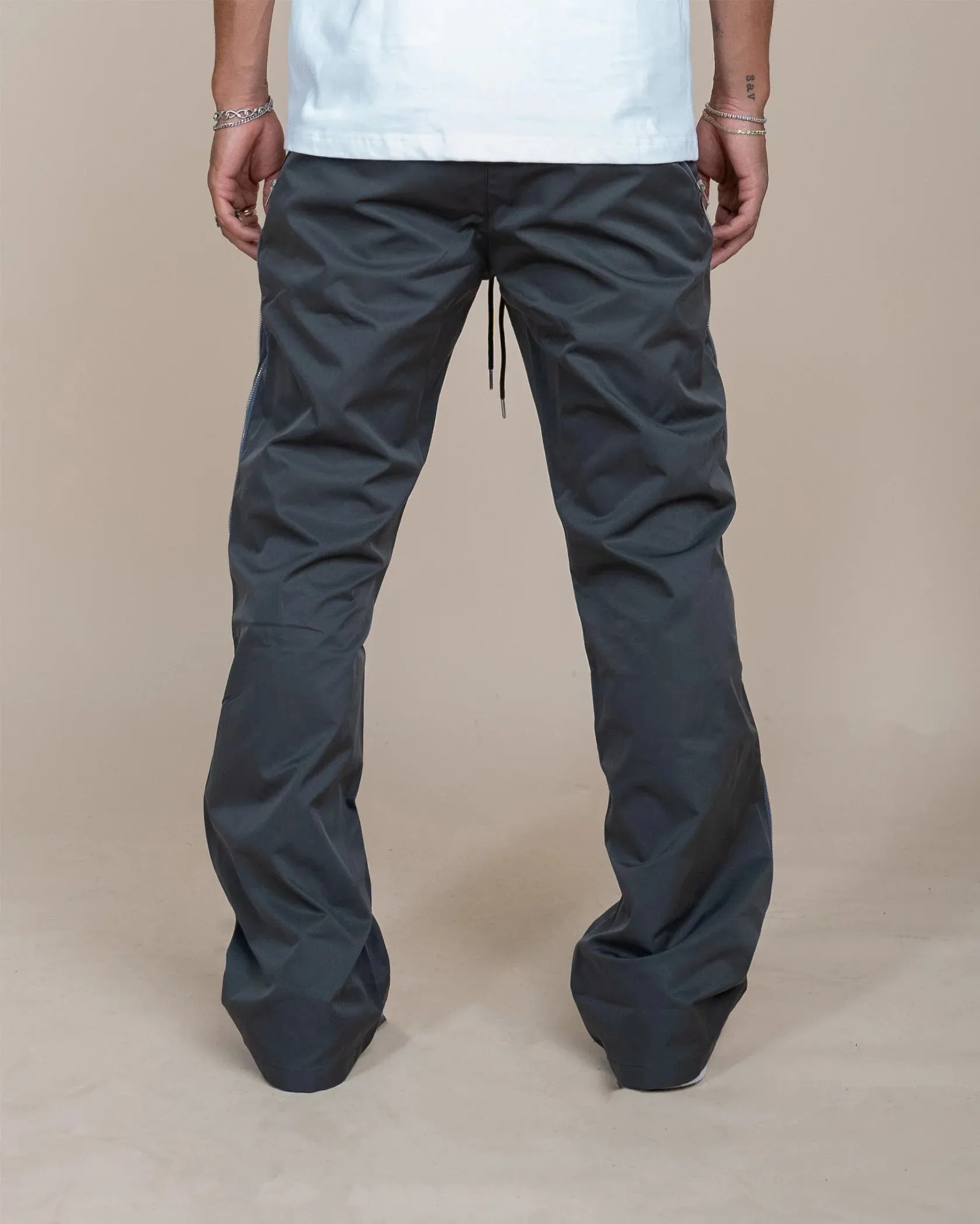 EPTM NYLON ZIP FLARED PANTS GREY