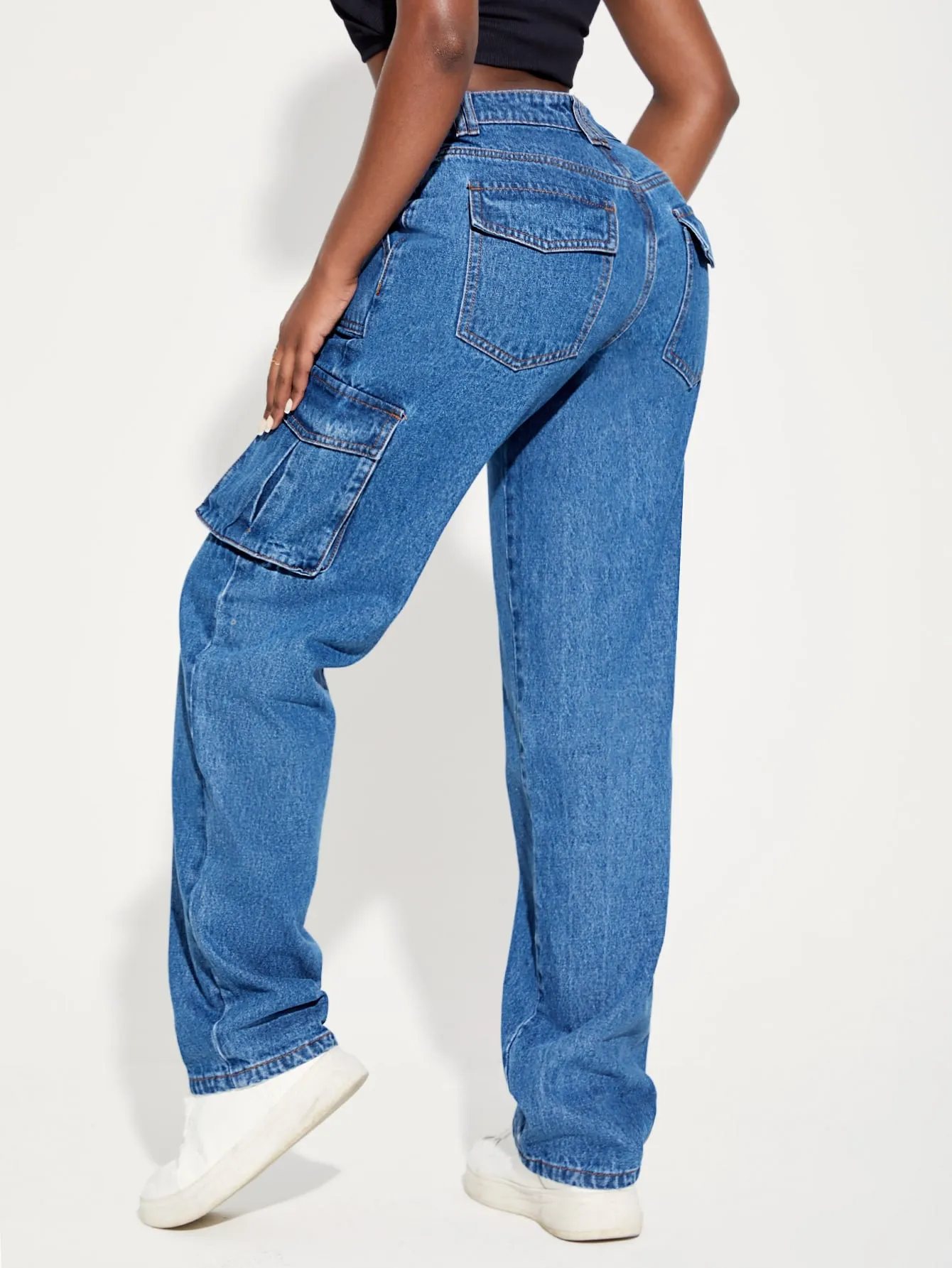 Flap Pocket Side Cargo Jeans