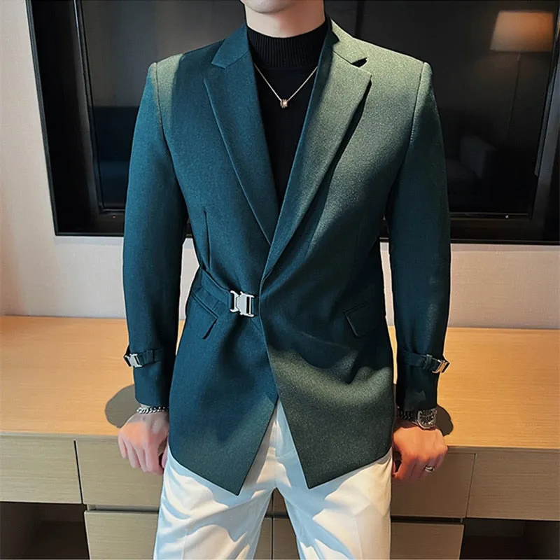 Foesce -British Style Men Spring High Quality Business Tuxedo/Male Slim Fit Fashion Business Suit Jackets/Man Casual Blazers S-3XL