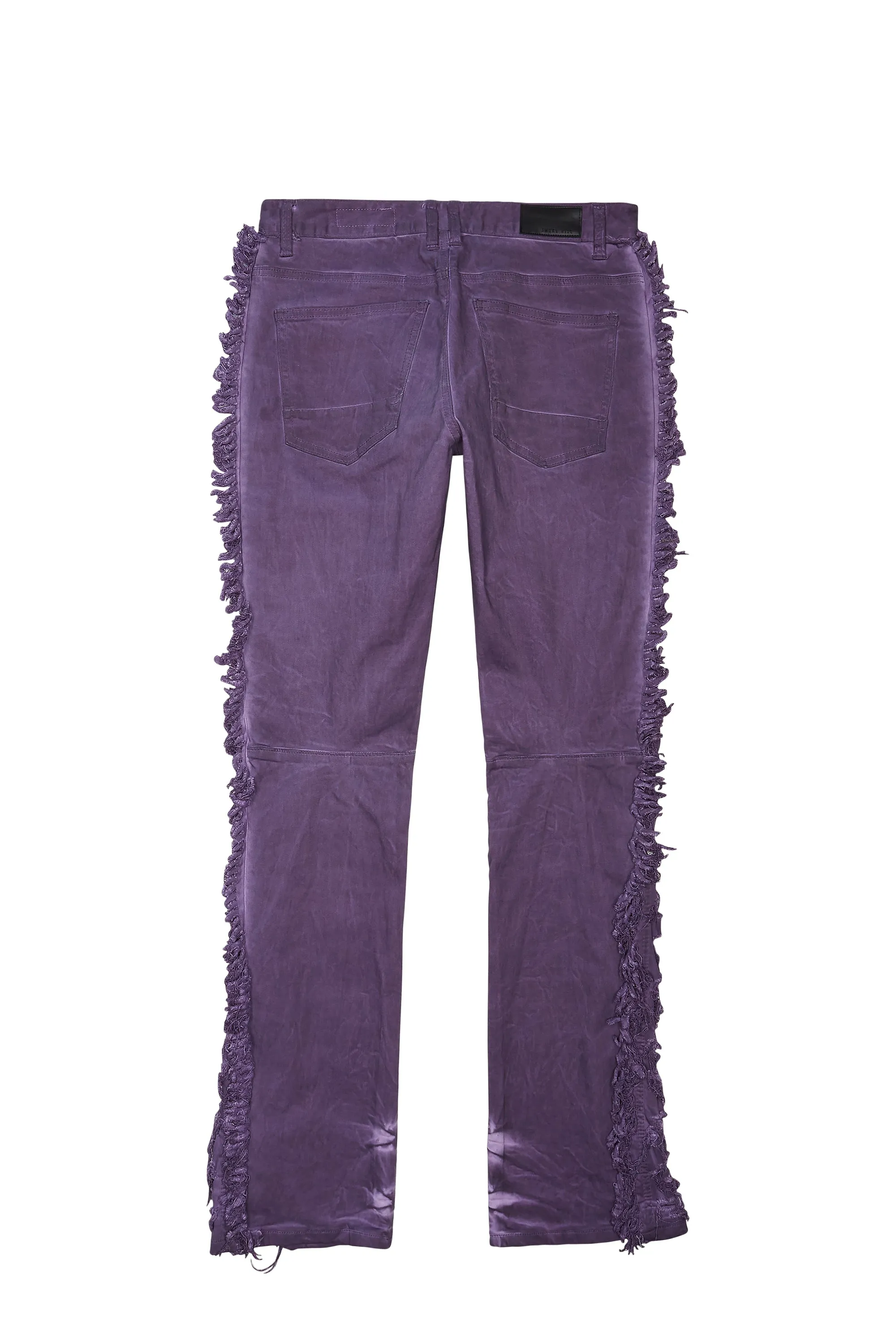 Frayed Stacked Pigment Dyed Pants - Purple