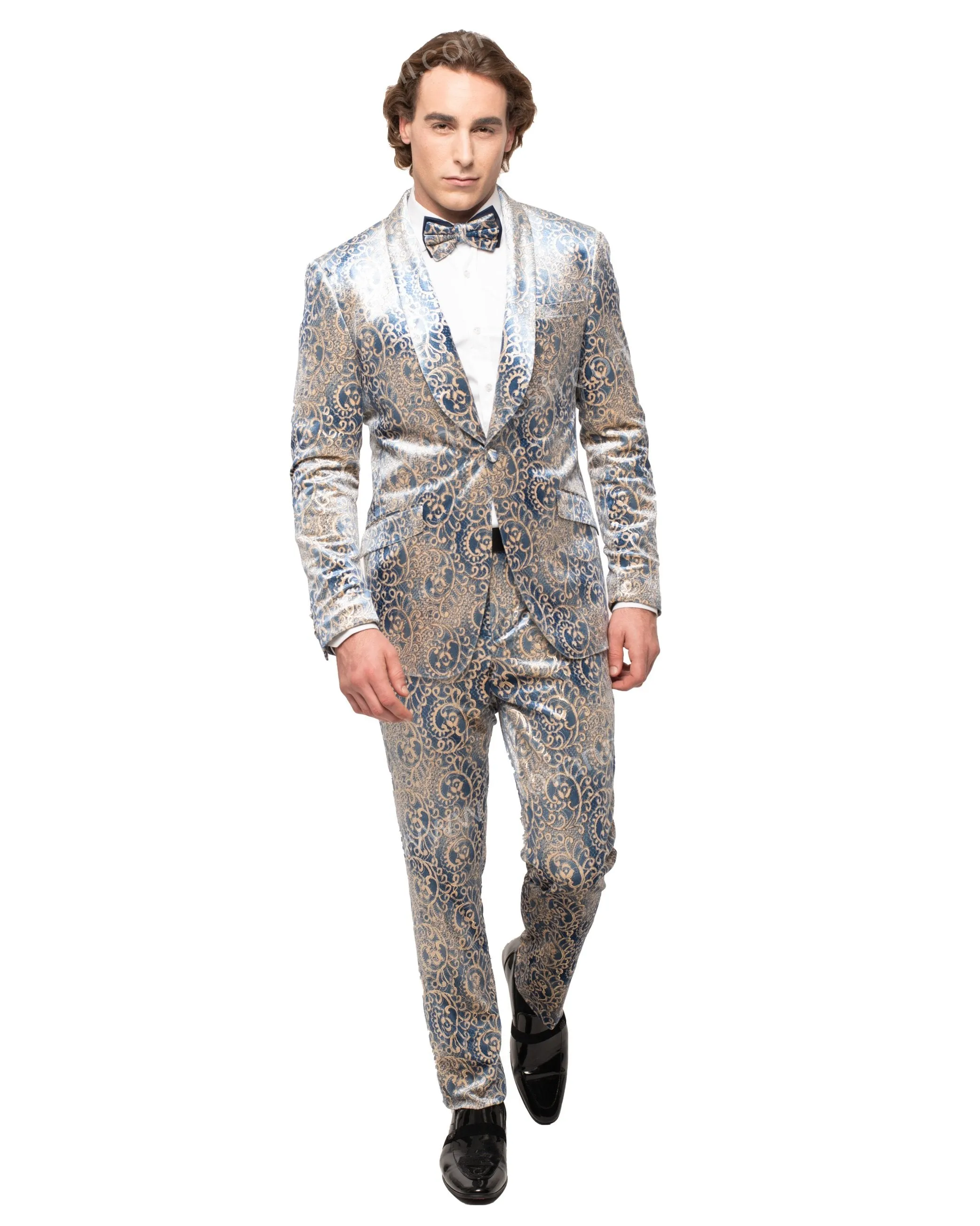 GT1S-PARI Blue Floral Tuxedo w/ Mask