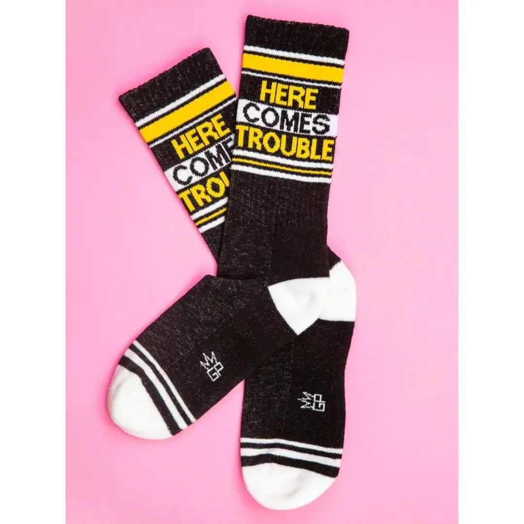 Here Comes Trouble Unisex Gym Crew Socks