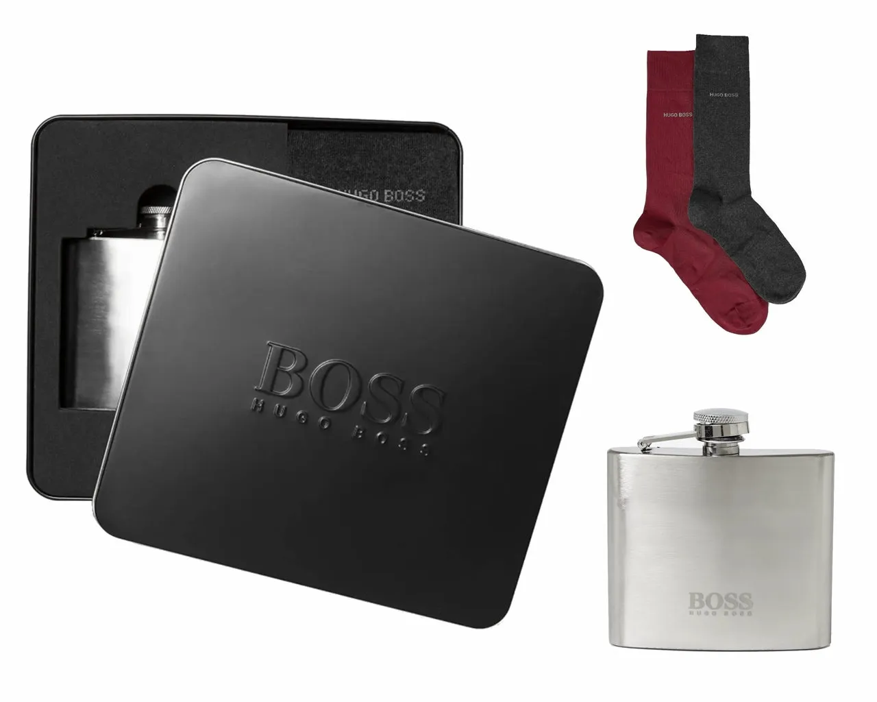 Hugo Boss Hip Flask And Socks Gift Set