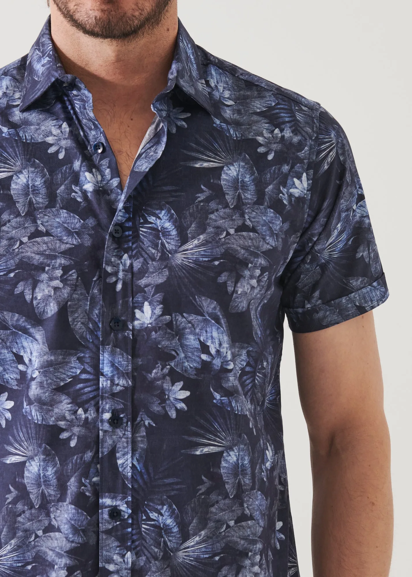 LEAF PRINT COTTON SHIRT