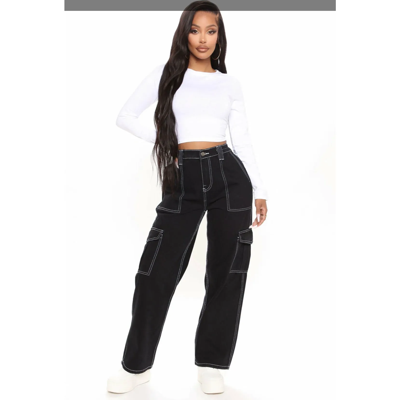 Low Rise Pocket Straight Leg Jeans Trousers