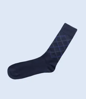 MA1721-NAVY-Mid-calf Socks For Men