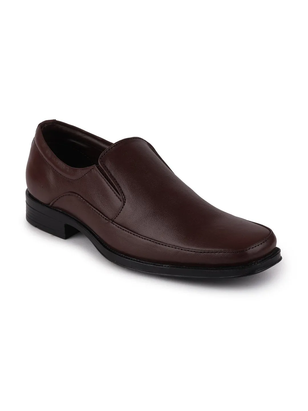 Men Brown Formal Leather Slip-On Shoes