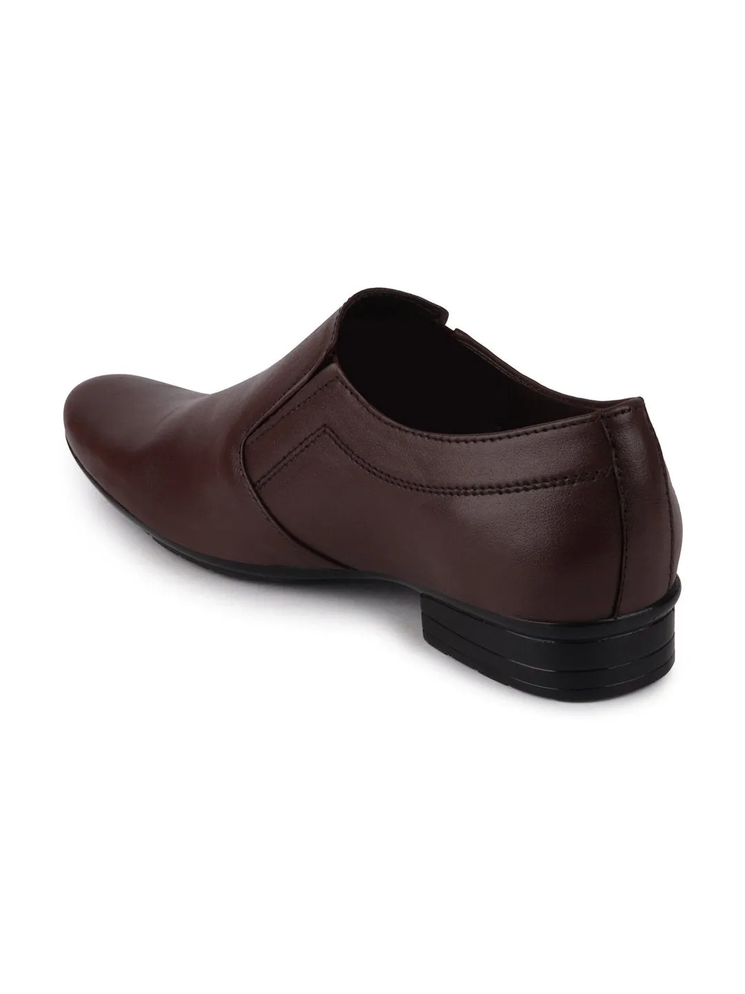 Men Brown Formal Leather Slip-On Shoes