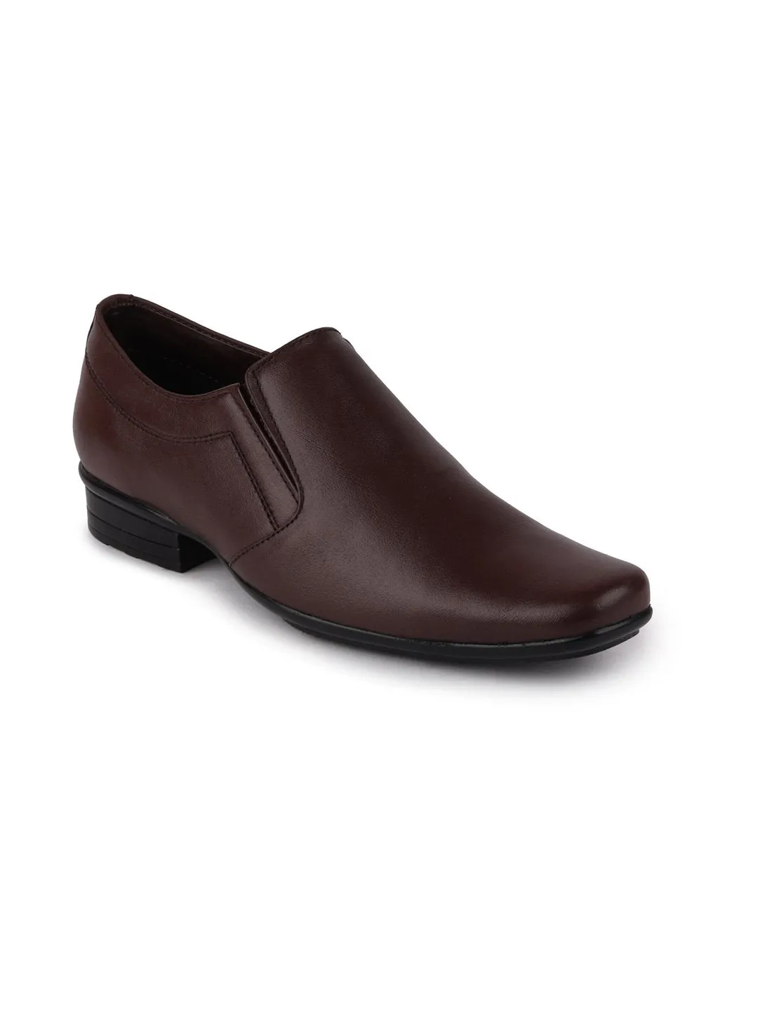 Men Brown Formal Leather Slip-On Shoes