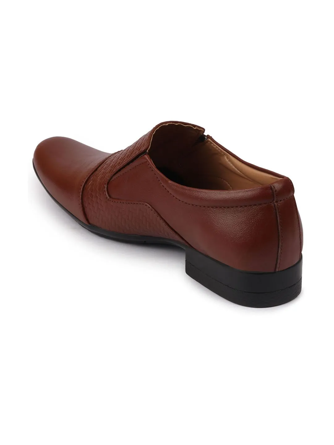 Men Tan Formal Leather Slip On Shoes