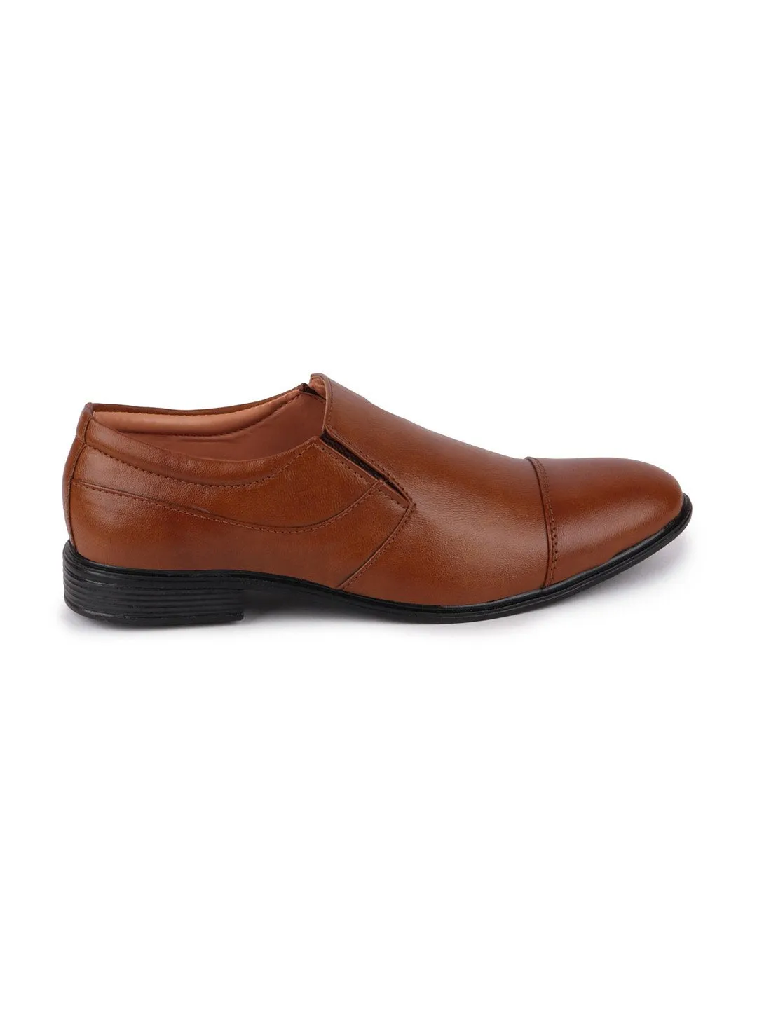 Men Tan Formal Slip-On Shoes