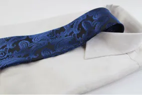 Mens Black & Blue Paisley Patterned Neck Tie