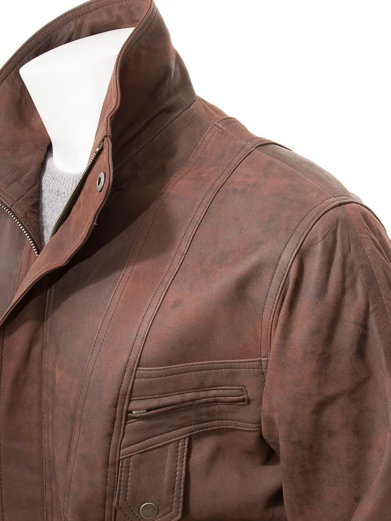 MEN'S BROWN NUBUCK LEATHER BLOUSON