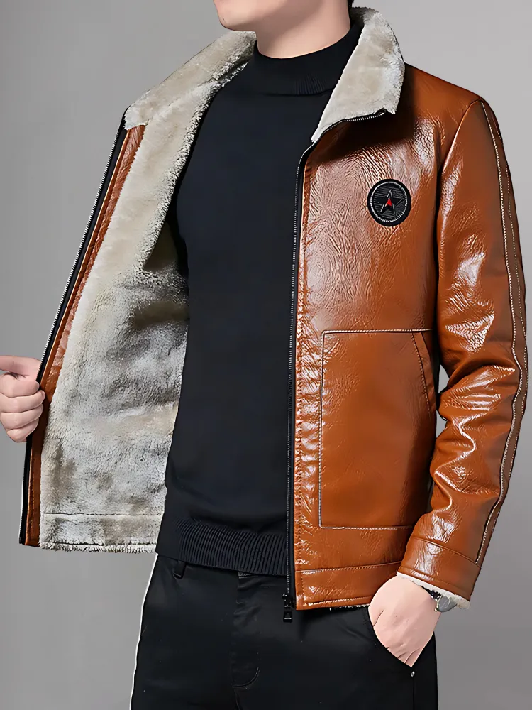 Mens Causal Leather Jacket