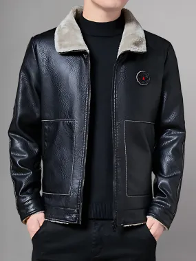 Mens Causal Leather Jacket