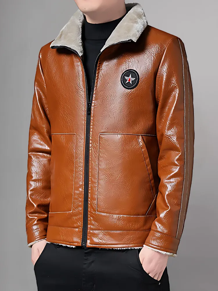 Mens Causal Leather Jacket