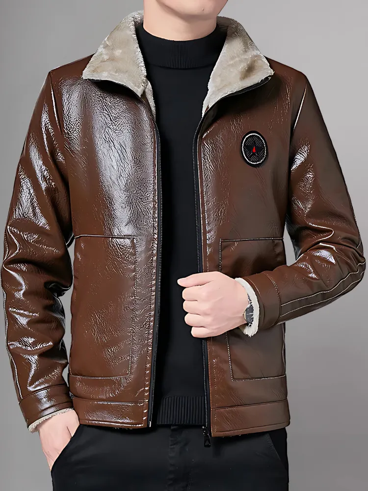 Mens Causal Leather Jacket