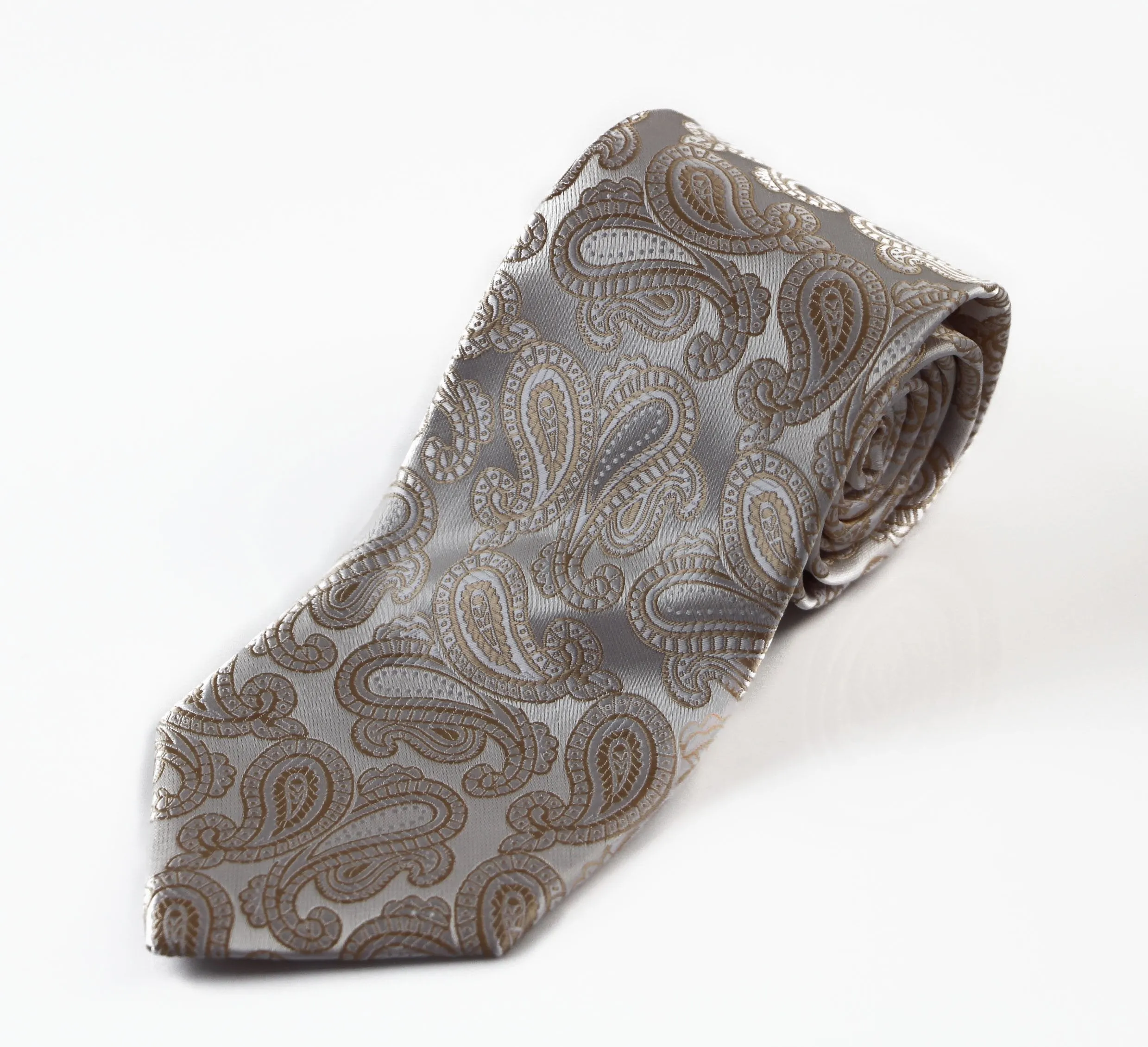 Mens Champagne Elegant Paisley Patterned 8cm Neck Tie